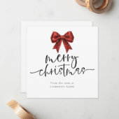 Red Bow Company QR logo Merry Christmas Square Mitteilungskarte (Vorderseite/Rückseite Beispiel)