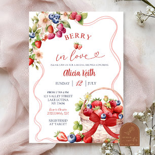 Red Bow Coquette Berry in Liebe Brautparty Einladung