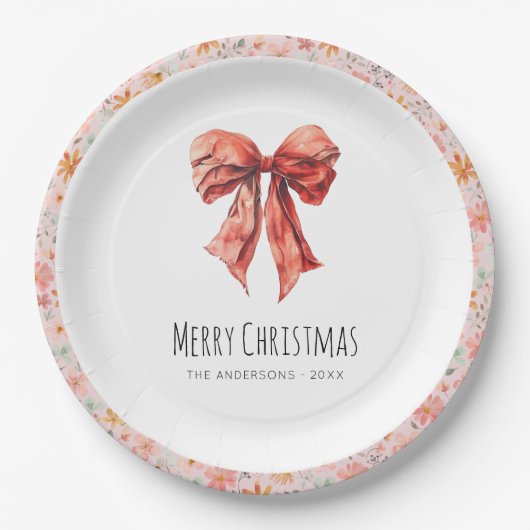 Red Bow Coquette Elegante Pappteller (Vorderseite)