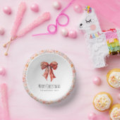 Red Bow Coquette Elegante Pappteller (Party)