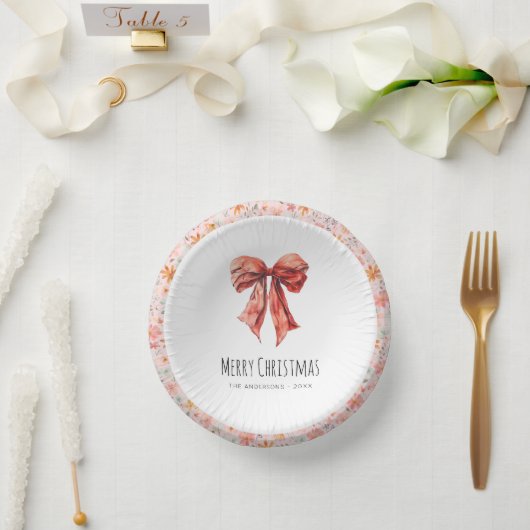 Red Bow Coquette Elegante Pappteller (Hochzeit)