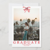 Red Bow Coquette Foto Abschluss Ankündigung (Vorderseite)