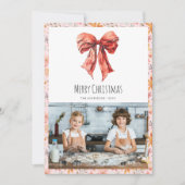 Red Bow Coquette Minimal Foto Weihnachten (Vorderseite)