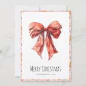 Red Bow Coquette Minimalistisch Weihnachten (Vorderseite)