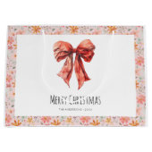 Red Bow Coquette Minimalistisch Weihnachten Große Geschenktüte (Vorderseite)