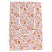 Red Bow Coquette Minimalistisch Weihnachten Mittlere Geschenktüte (Rückseite)