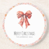 Red Bow Coquette Modernes Blumenfestival Getränkeuntersetzer (Vorne)