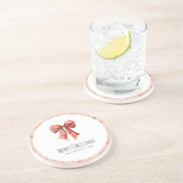 Red Bow Coquette Modernes Blumenfestival Getränkeuntersetzer