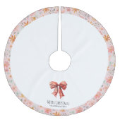 Red Bow Coquette Modernes Blumenfestival Polyester Weihnachtsbaumdecke (Vorderseite)
