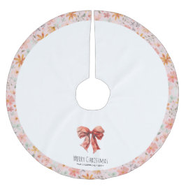 Red Bow Coquette Modernes Blumenfestival Polyester Weihnachtsbaumdecke