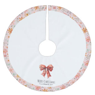 Red Bow Coquette Modernes Blumenfestival Polyester Weihnachtsbaumdecke
