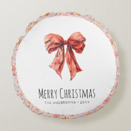 Red Bow Coquette Modernes Blumenfestival Rundes Kissen