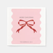 Red Bow Coquette Squiggly Borders Christmas Serviette (Vorderseite)