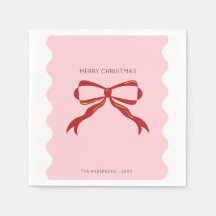 Red Bow Coquette Squiggly Borders Christmas
