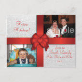 Red Bow Custom Foto Holiday Postkarte (Vorderseite)