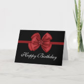 Red Bow Design auf Black Happy Birthday Card Karte (Vorderseite)