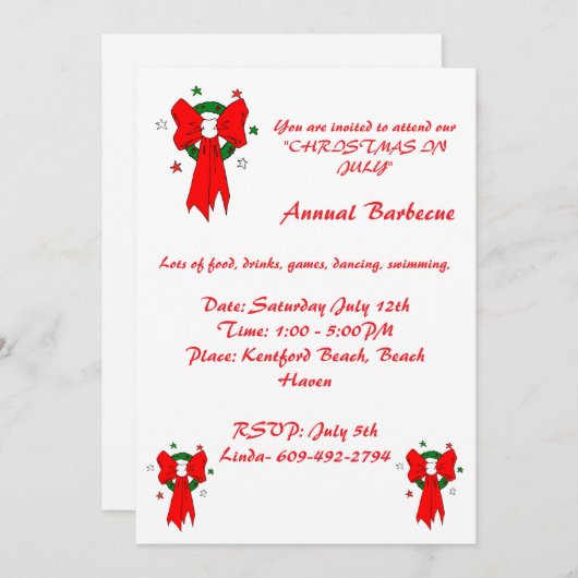 Red Bow - Einladung (Vorne/Hinten)