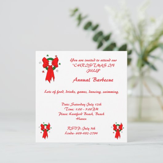 Red Bow - Einladung (Stehend Vorderseite)