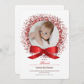 Red Bow Foto Birth Annou Ankündigung (Vorne/Hinten)