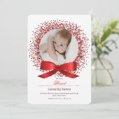 Red Bow Foto Birth Annou Ankündigung (Stehend Vorderseite)