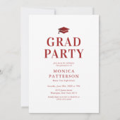 Red Bow Foto Graduation Party Einladung (Rückseite)