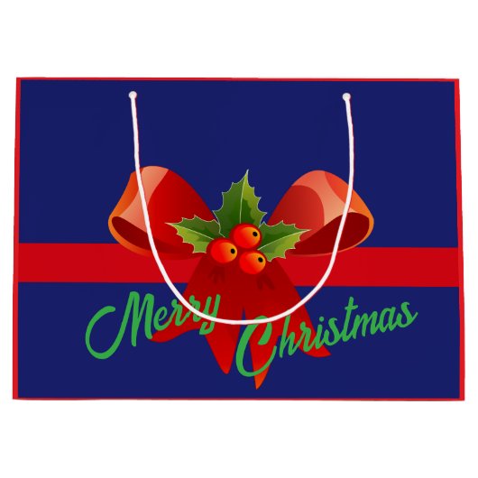 Red Bow Frohe Weihnachten Große Geschenktüte (Vorderseite)