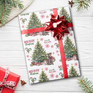 Red Bow German Drahthaar Pointer Dog Holiday Tree Geschenkpapier