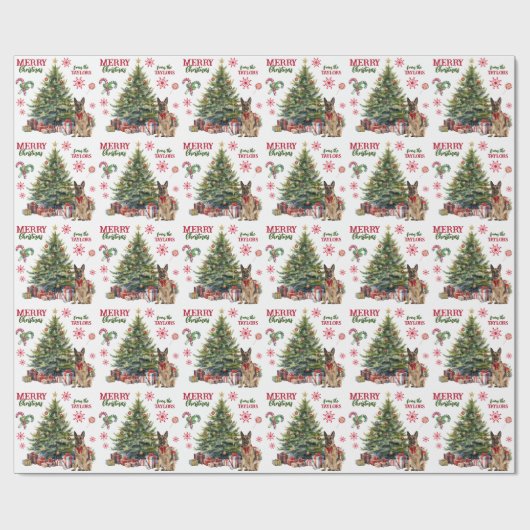 Red Bow German Shepherd Dog Holiday Tree Geschenkpapier (Flach)