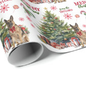 Red Bow German Shepherd Dog Holiday Tree Geschenkpapier (Rolleneckpunkt)