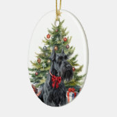 Red Bow Giant Schnauzer Dog Weihnachten Keramik Ornament (Links)