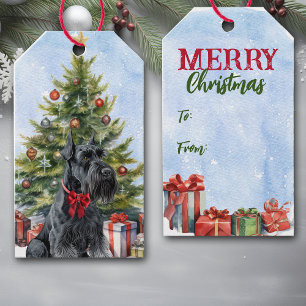 Red Bow Giant Schnauzer Dog Weihnachtsbaum Geschenkanhänger