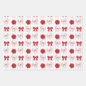 Red Bow & Gift Box Peppermint Christmas Geschenkpapier Set (Vorderseite)
