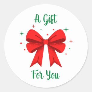 Red Bow Gift Tag Runder Aufkleber