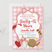 Red Bow Gingham  Babyq baby shower invitation Einladung (Vorderseite)