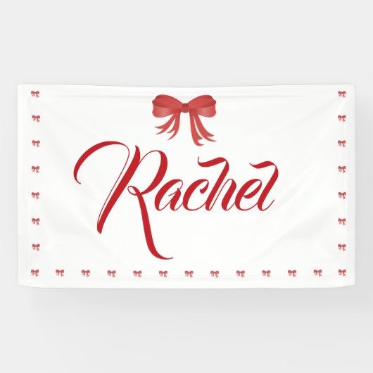 Red Bow Girl Birthday Party Banner (Horizontal)