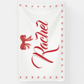 Red Bow Girl Birthday Party Banner (Vertikal)