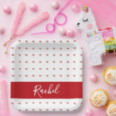 Red Bow Girl Birthday Party Paper Plate Pappteller (Party)