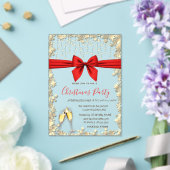 Red Bow, Glass, Stars Red Company Weihnachts-Party Acryleinladungen (In Situ (Hochzeit))