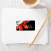 Red Bow Glitzern Chic Black Christmas Einladungen Adressaufkleber (Insitu)