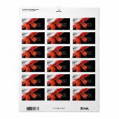 Red Bow Glitzern Chic Black Christmas Einladungen Adressaufkleber (Vorne)