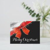 Red Bow & Glitzern Chic Black Holiday Weihnachten (Stehend Vorderseite)