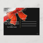 Red Bow & Glitzern Chic Black Holiday Weihnachten (Rückseite)