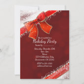 Red Bow & Glitzern Weihnachtsaufenthalte Einladung (Vorderseite)