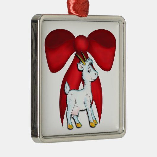 Red Bow Goat Ornament (Rechts)