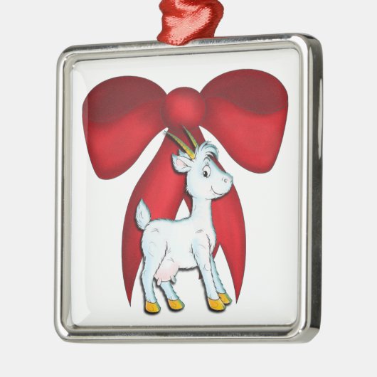 Red Bow Goat Ornament (Links)