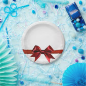 Red Bow & Gold White Sparkone Pappteller (Party)