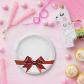 Red Bow & Gold White Sparkone Pappteller (Party)