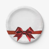 Red Bow & Gold White Sparkone Pappteller (Vorderseite)