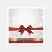 Red Bow & Gold White Sparkone Serviette (Vorderseite)