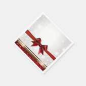 Red Bow & Gold White Sparkone Serviette (Ecke)